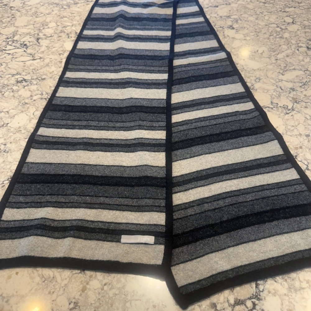 J. Crew Striped Black and Gray Knit Scarf